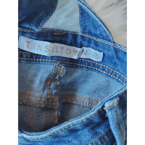 NWT Tinseltown Distressed Denim Shortalls - Small - Picture 9 of 9